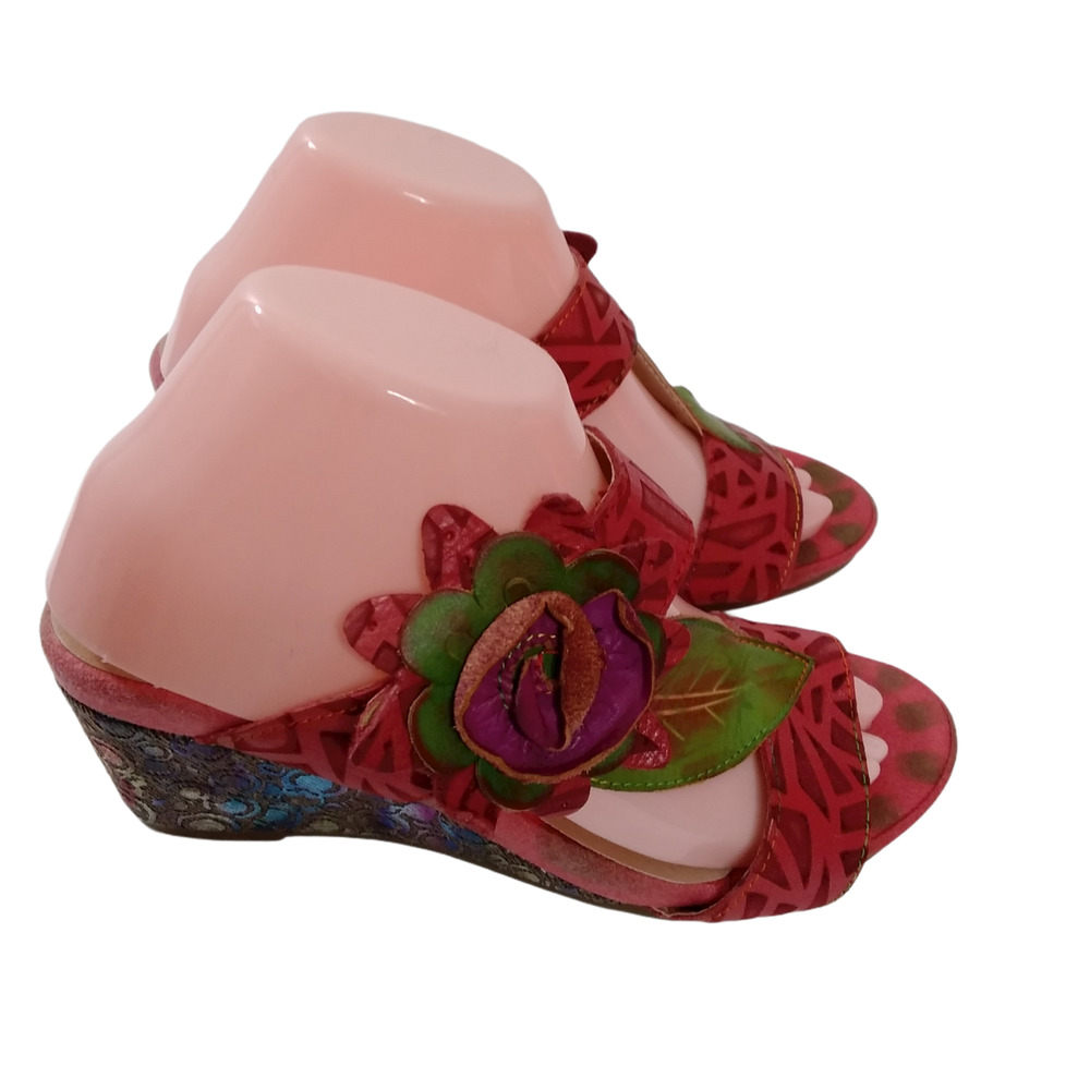 L'Artiste  Shayla Leather Wedge Slide Sandals 39/8